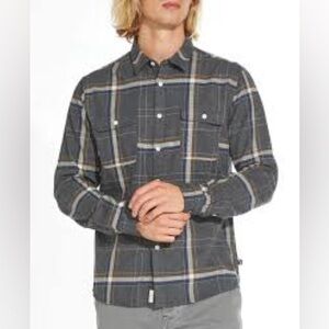 NWOT Civil Society Grey Plaid Long Sleeve Flannel Shirt L 100% cotton